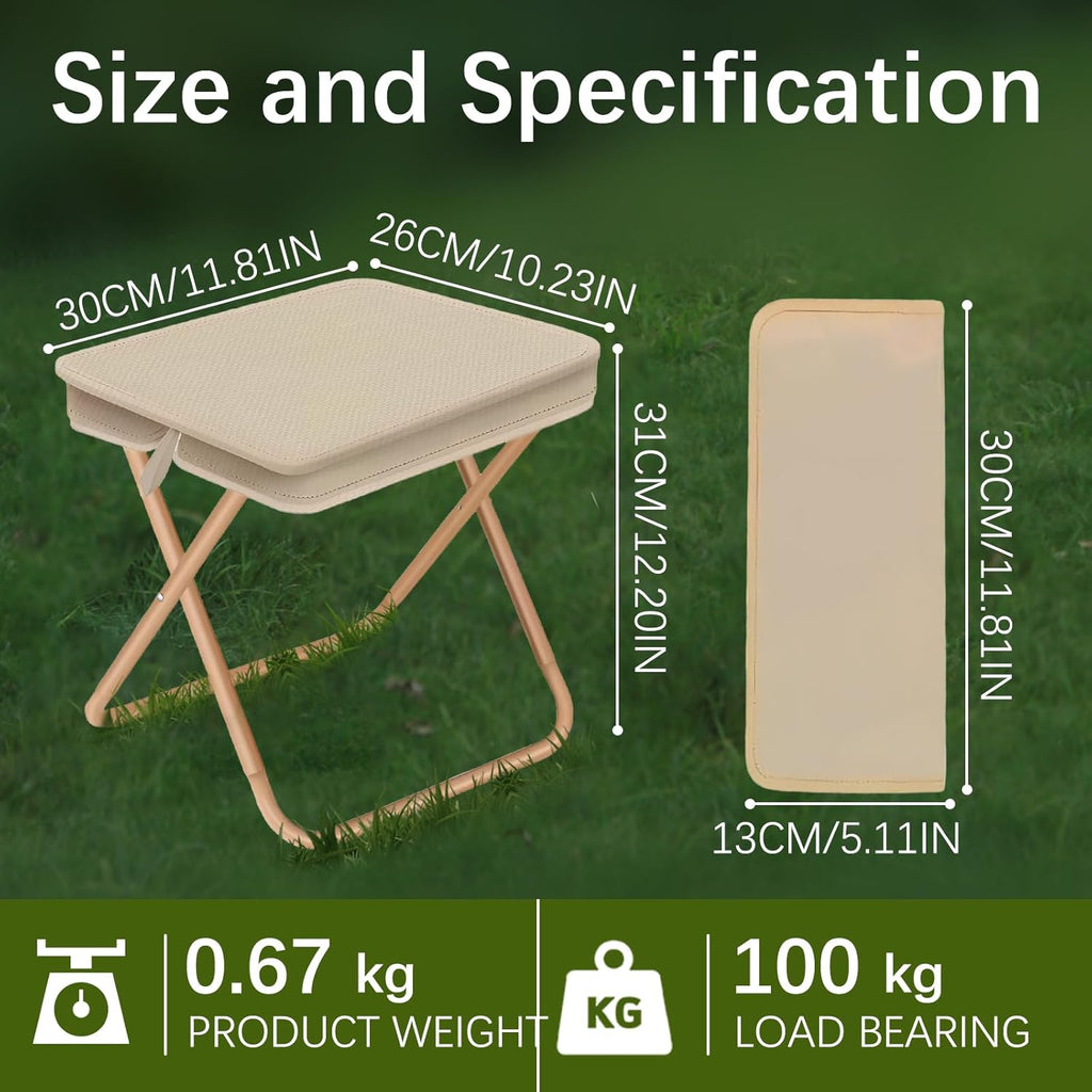 🎉🎉🎉Outdoor portable folding camping stool, suitable for gardens, barbecues, camping, and beaches; suitable for both adults and children (Khaki)