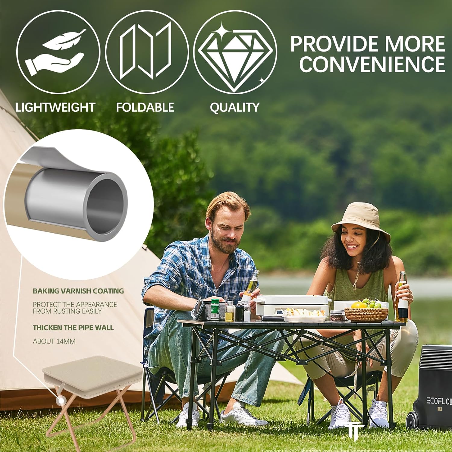 🎉🎉🎉Outdoor portable folding camping stool, suitable for gardens, barbecues, camping, and beaches; suitable for both adults and children (Khaki)