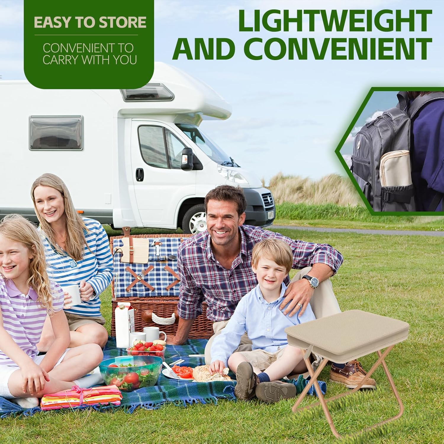 🎉🎉🎉Outdoor portable folding camping stool, suitable for gardens, barbecues, camping, and beaches; suitable for both adults and children (Khaki)