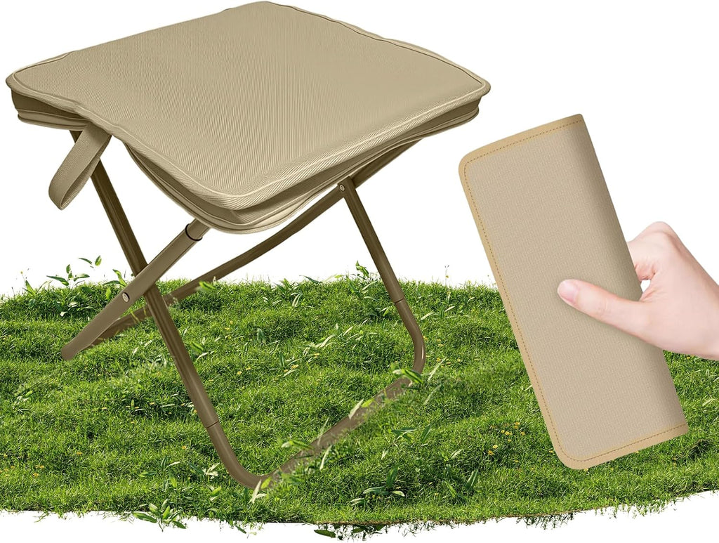 🎉🎉🎉Outdoor portable folding camping stool, suitable for gardens, barbecues, camping, and beaches; suitable for both adults and children (Khaki)