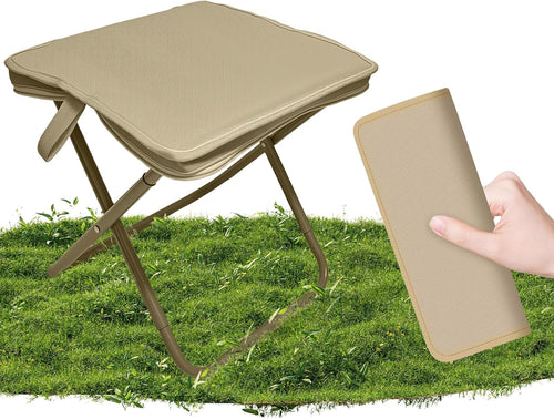 🎉🎉🎉Outdoor portable folding camping stool, suitable for gardens, barbecues, camping, and beaches; suitable for both adults and children (Khaki)