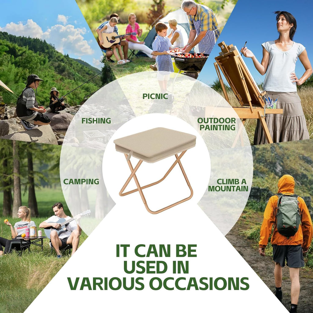 🎉🎉🎉Outdoor portable folding camping stool, suitable for gardens, barbecues, camping, and beaches; suitable for both adults and children (Khaki)